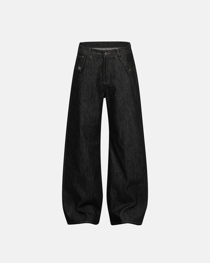 Cinch Back Raw Wide Leg Baggy Jeans | LCDEGO Streetwear