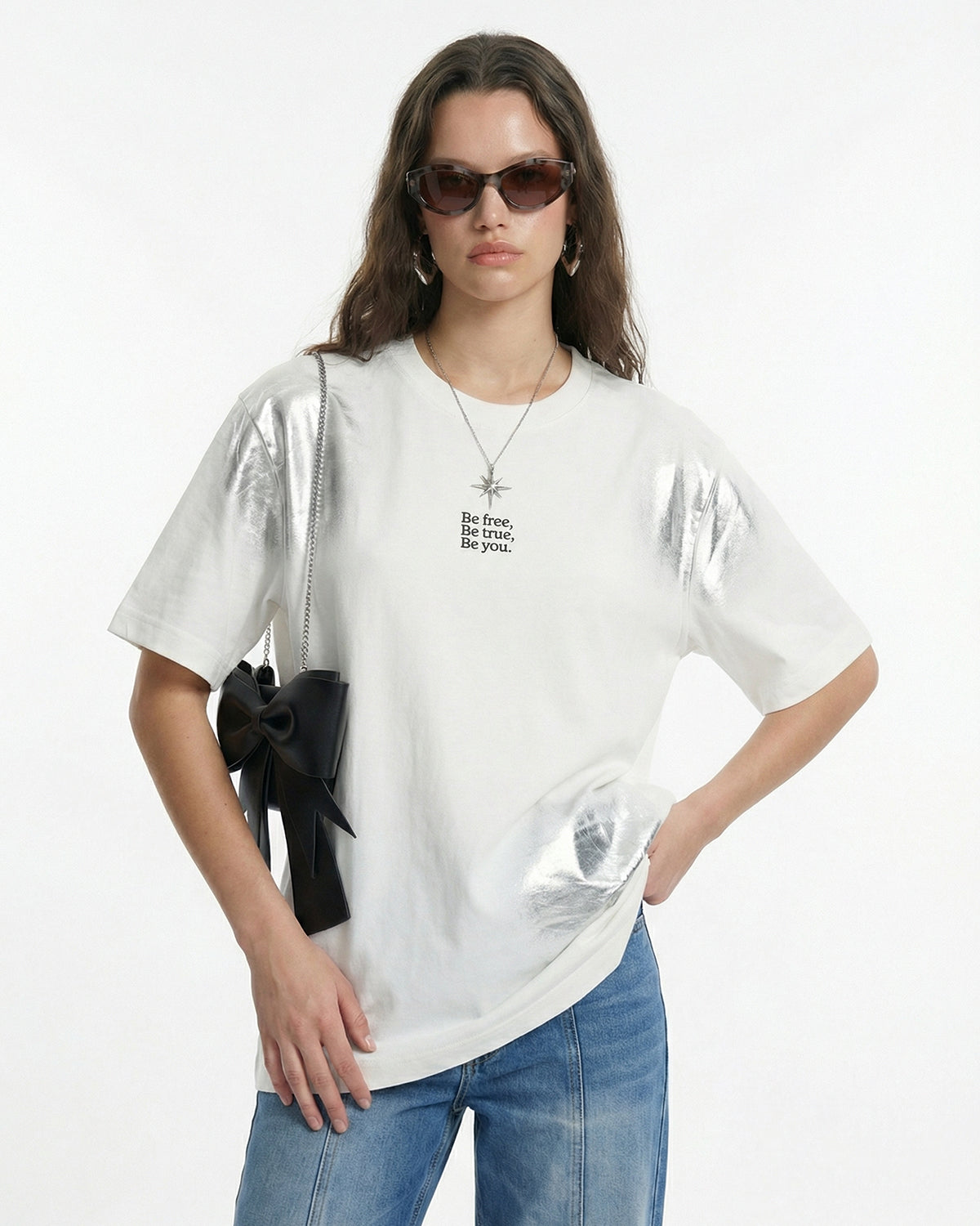 Iridescent Shimmer Oversized T-Shirt | LCDEGO Streetwear