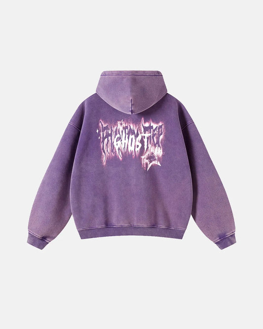 Ghost Acid Wash Zip Up Hoodies | LCDEGO Streetwear