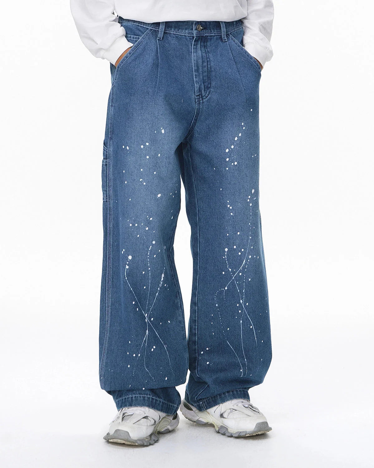 Splash Ink Print Straight Leg Denim Jeans | LCDEGO Streetwear