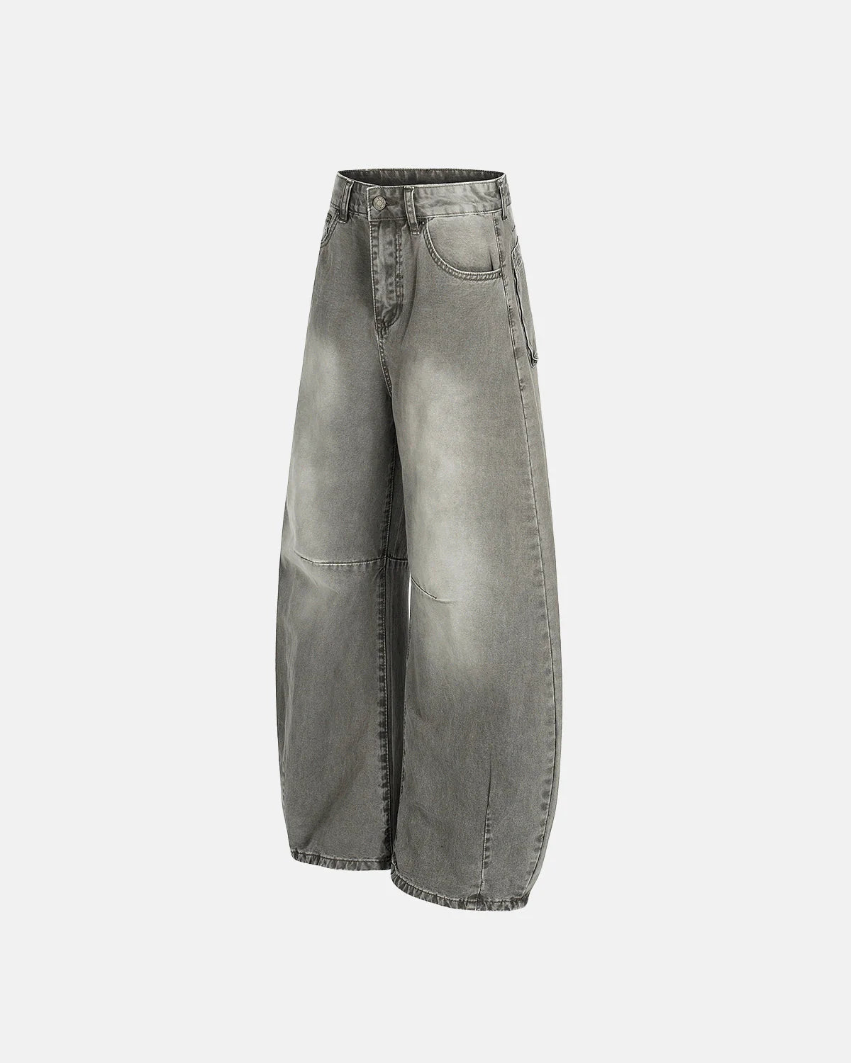 Grey Distressed Baggy Denim Pants | LCDEGO Streetwear