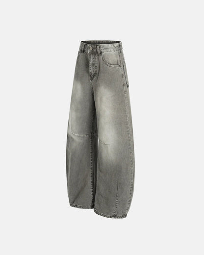 Grey Distressed Baggy Denim Pants | LCDEGO Streetwear