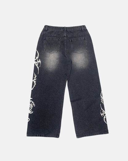LCDEGO Black Graphic Denim Pants