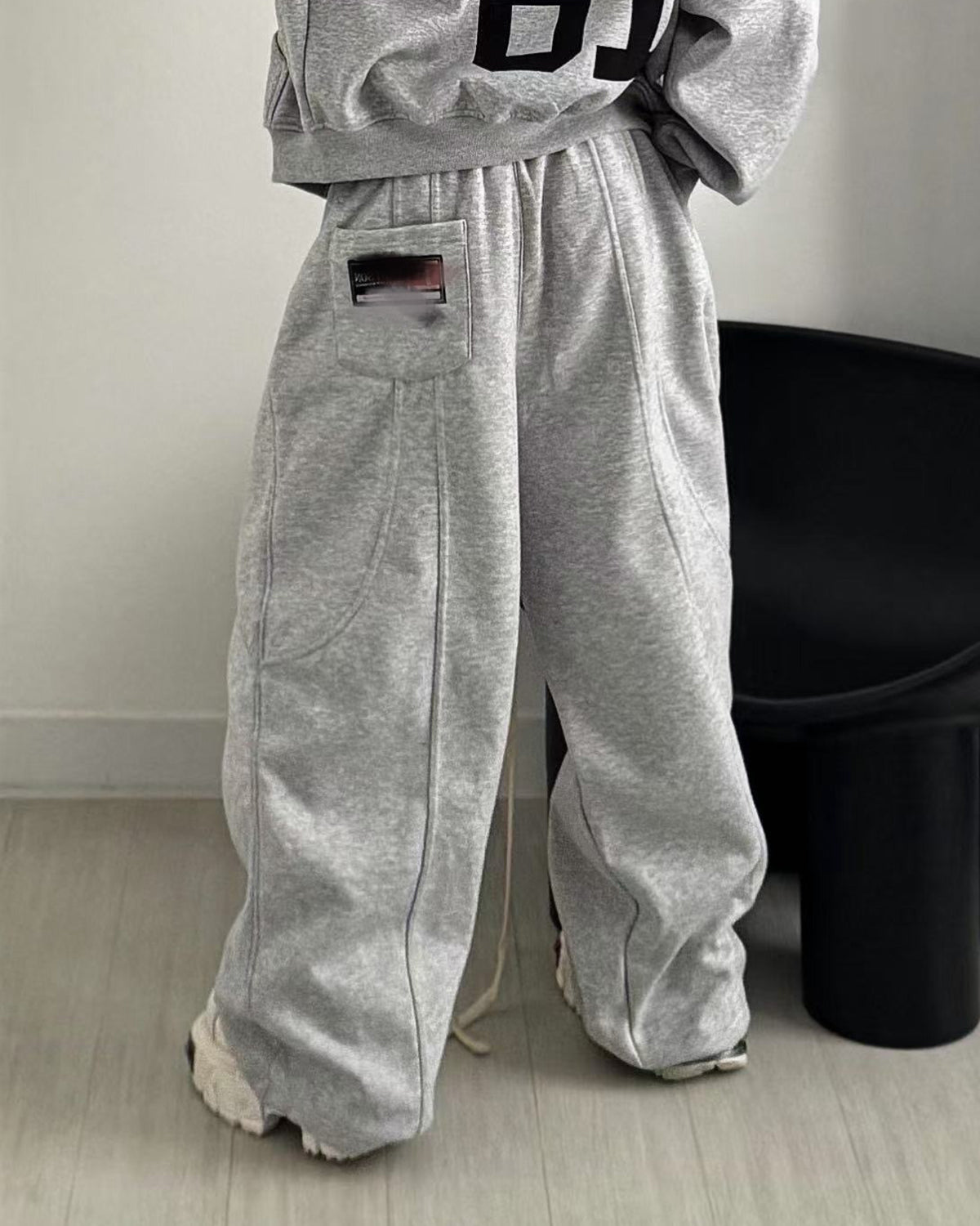 Grey Baggy Wide Leg Sweatpants | LCDEGO Streetwear