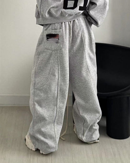 Grey Baggy Wide Leg Sweatpants | LCDEGO Streetwear