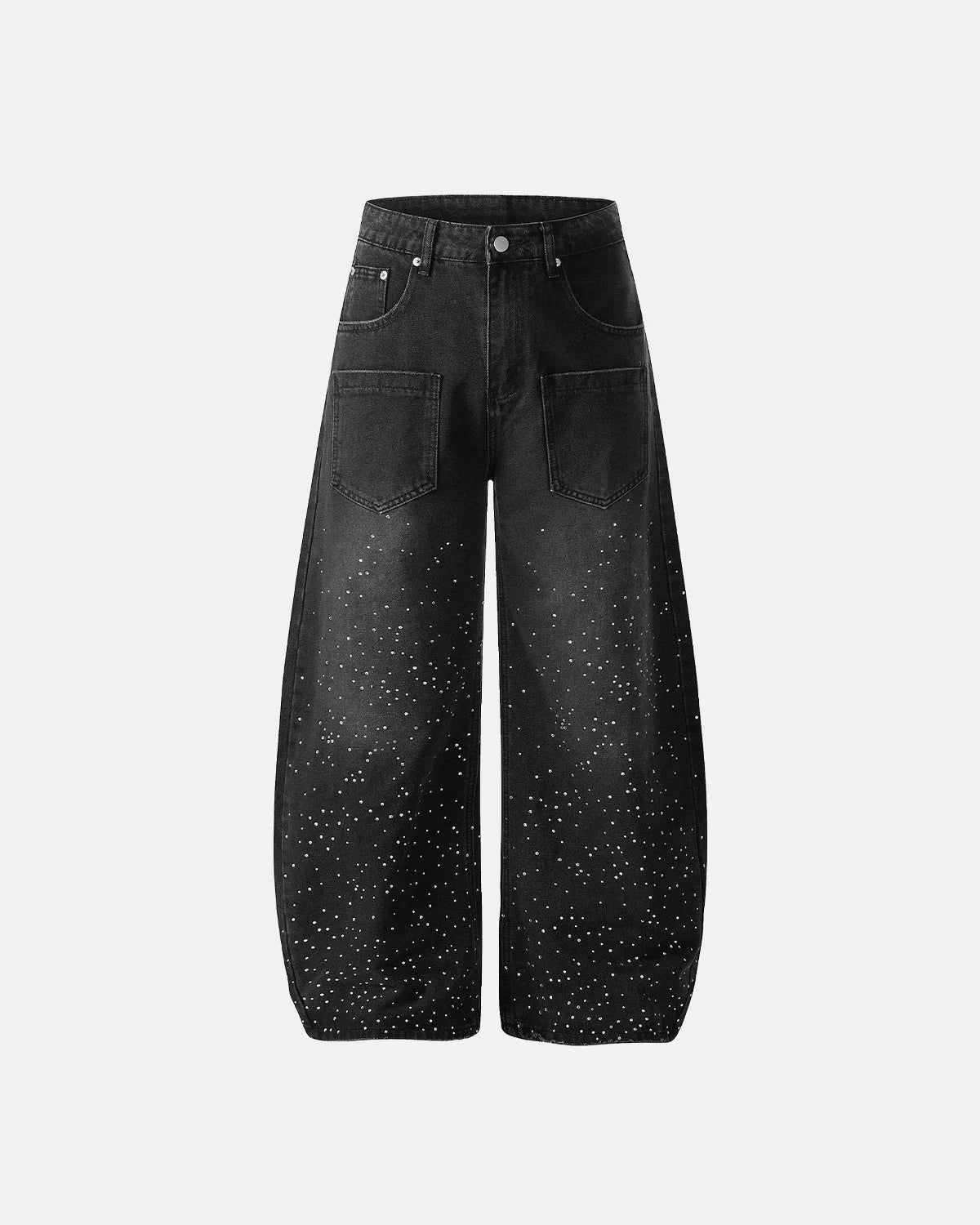 Acid Wash Rhinestone Baggy Jeans | LCDEGO Streetwear