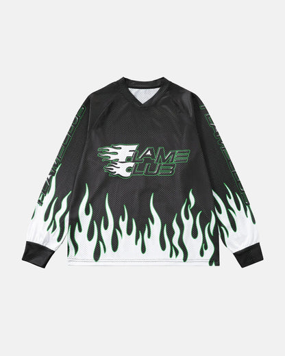 Flame Print Mesh Tees | LCDEGO Streetwear
