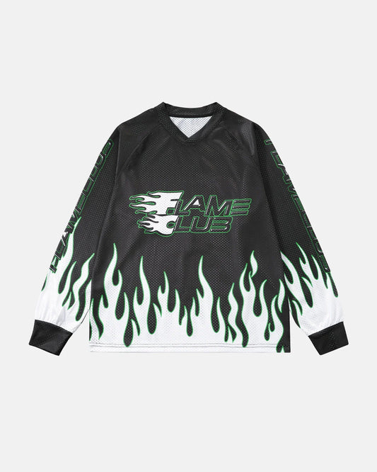 Flame Print Mesh Tees | LCDEGO Streetwear