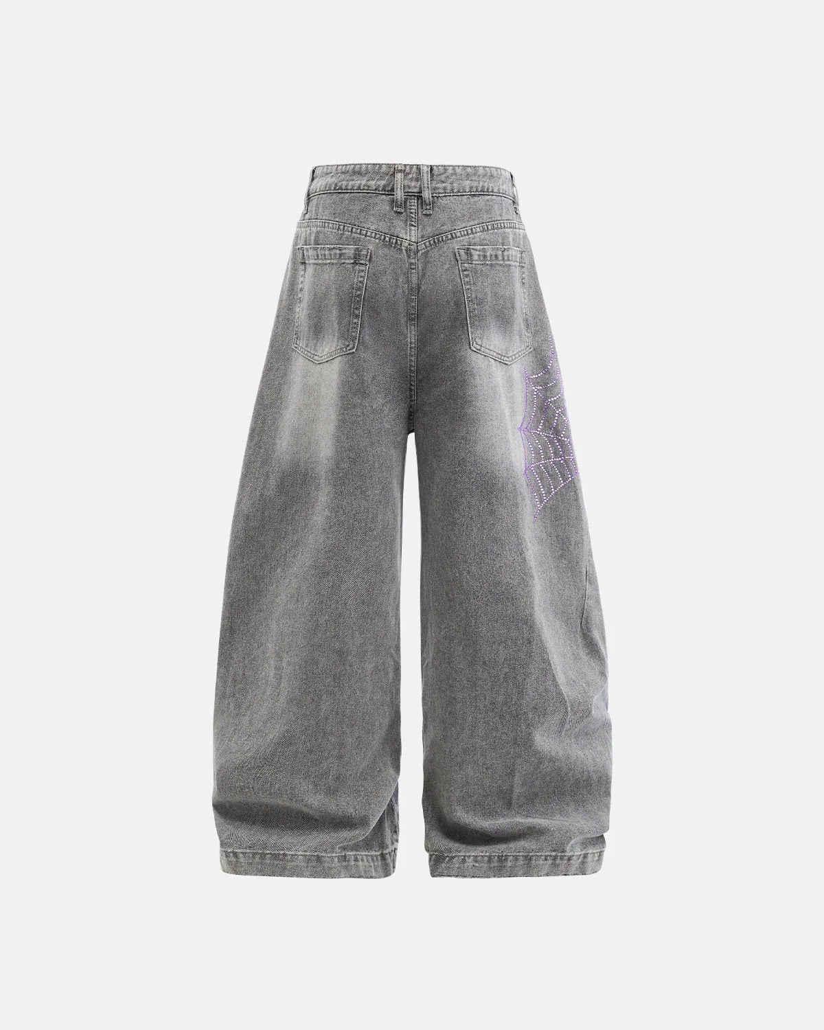 Spider Graphic Rhinestone Barrel Jeans | LCDEGO Streetewear