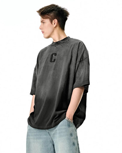 Monkey Washed Towel Embroidery Tshirt | LCDEGO Streetwear