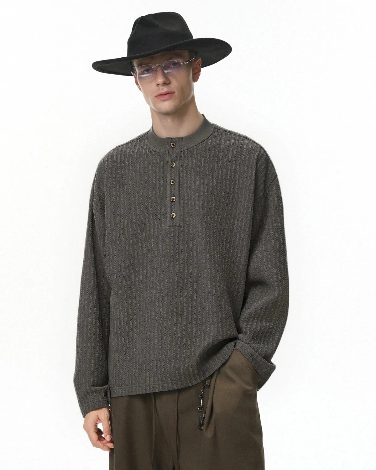Old Money Style Henley Long Sleeve Tees | LCDEGO Streetwear