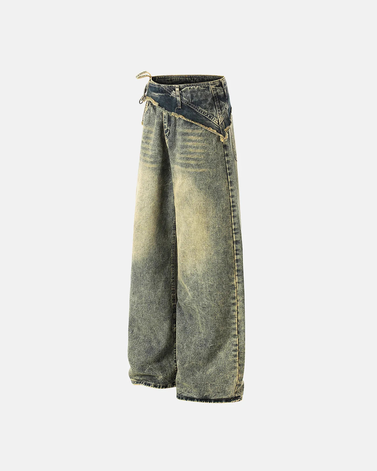 Distressed Washed Wide Leg Denim Jeans | LCDEGO Streetwear