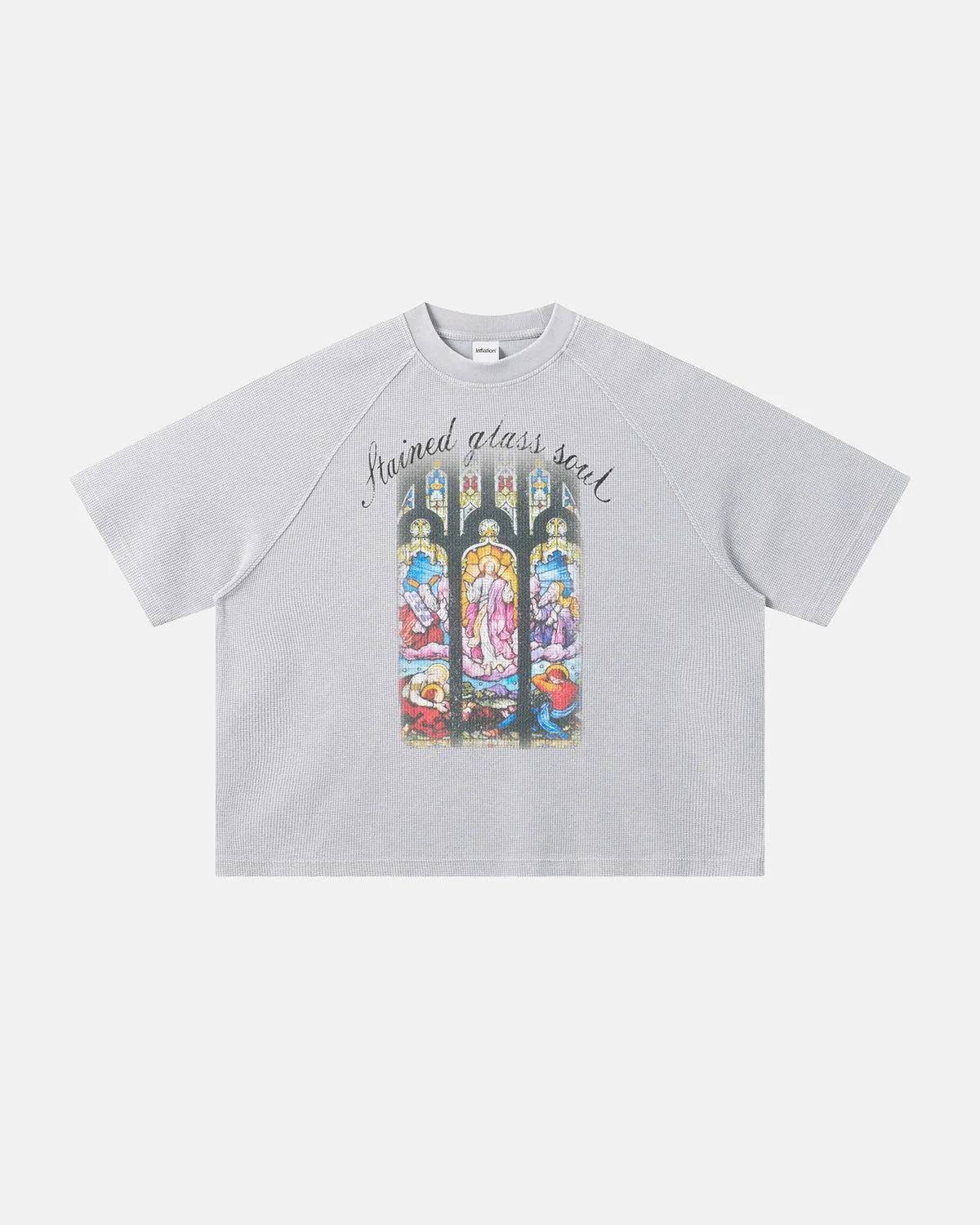 Washed Graphic Boxy Waffle T-Shirt | LCDEGO Streetwear