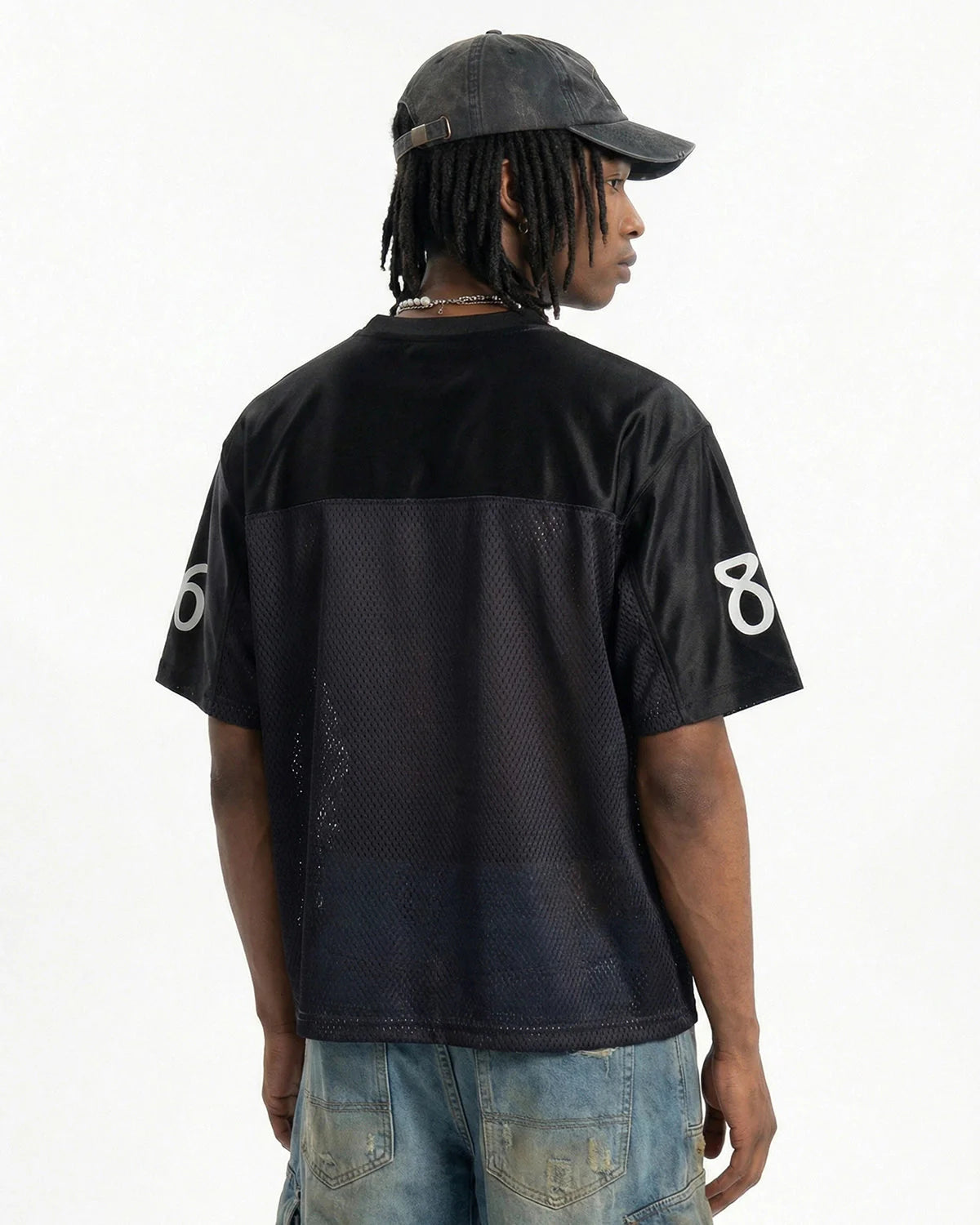 V-Neck Mesh Patchwork Jersey Tee | LCDEGO Streetwear