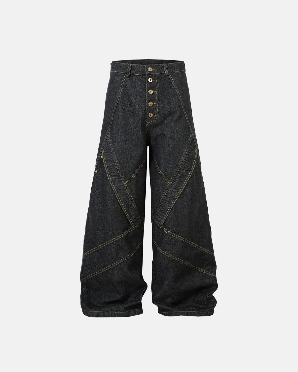Stitching Button Up Baggy Jeans | LCDEGO Streetwear