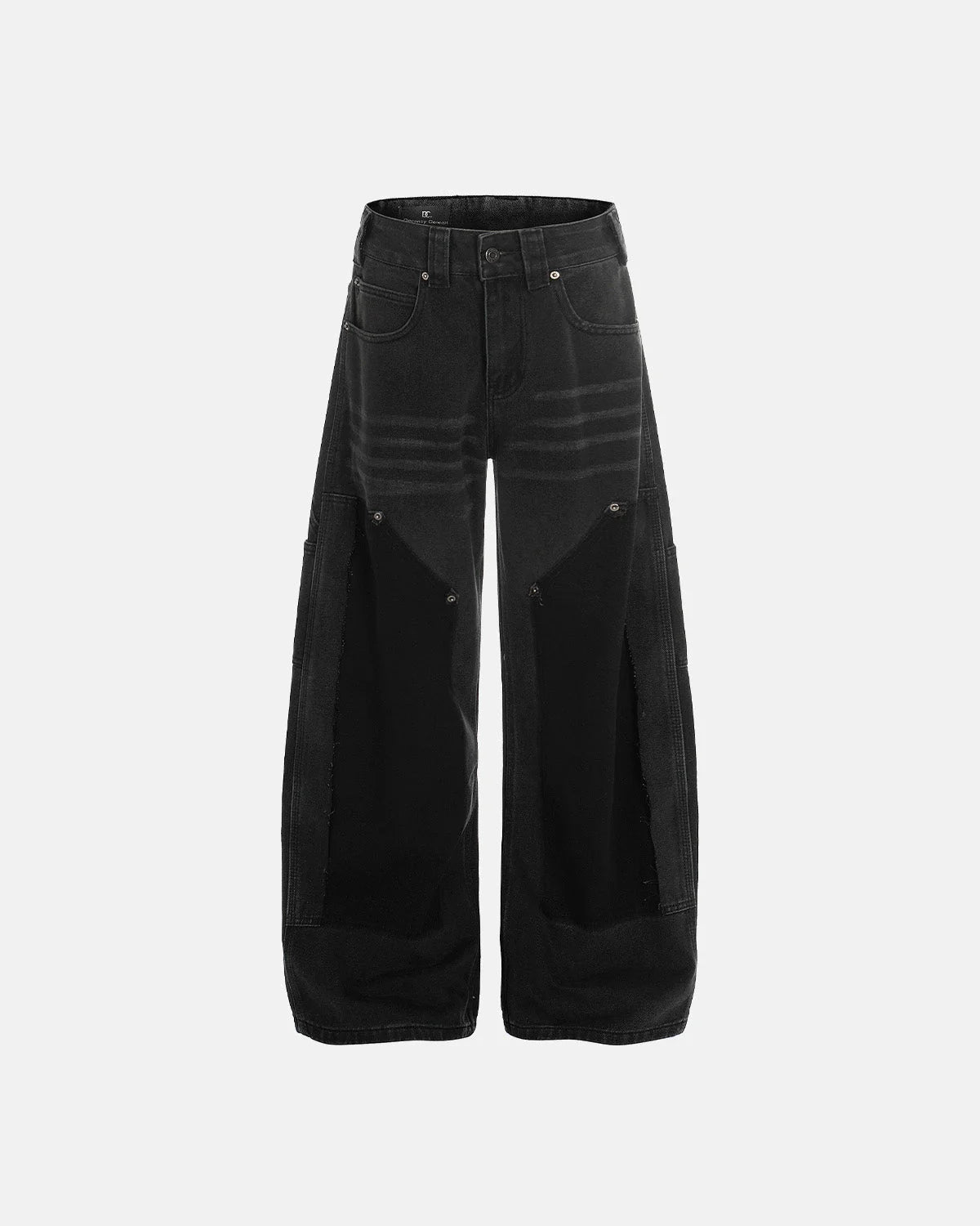 Black Patchwork Barrel Jeans | LCDEGO Streetwear