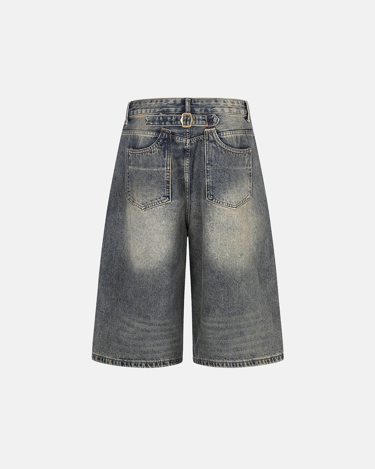 Cinch Back Buckle Acid Washed Jorts | LCDEGO Streetwear
