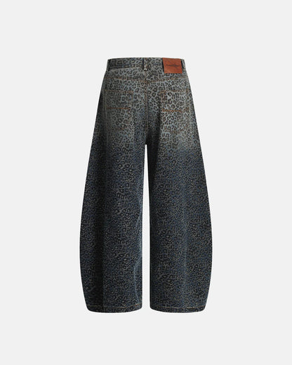 Vintage Leopard Print Barrel Jeans | LCDEGO Streetwear