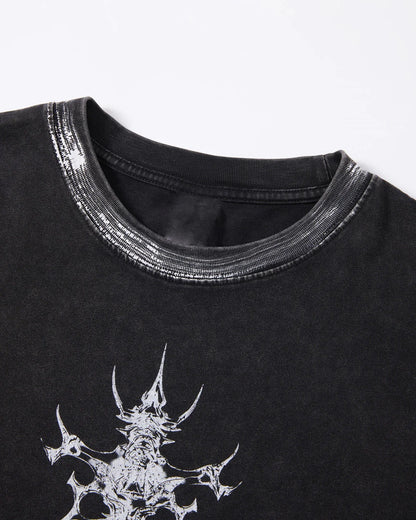 Distressed Painted Graphic Boxy T-Shirt | LCDEGO Streetwear