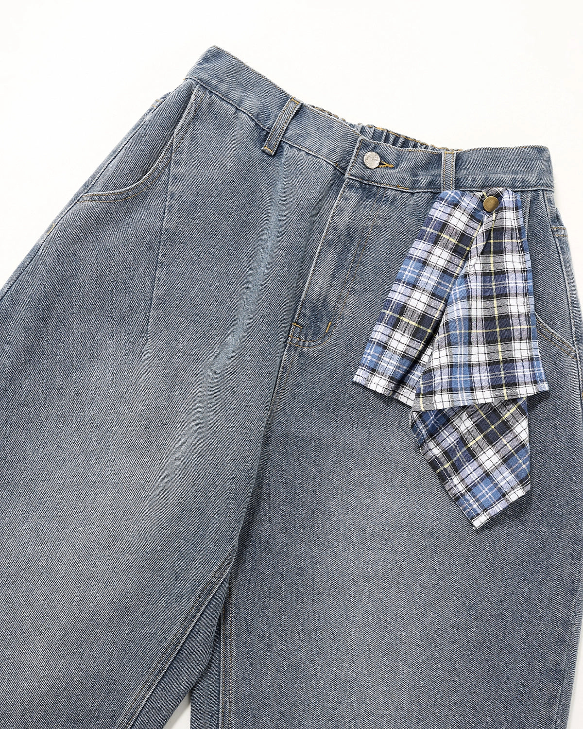 Acid Wash Detachable Bandana Baggy Jeans | LCDEGO Streetwear
