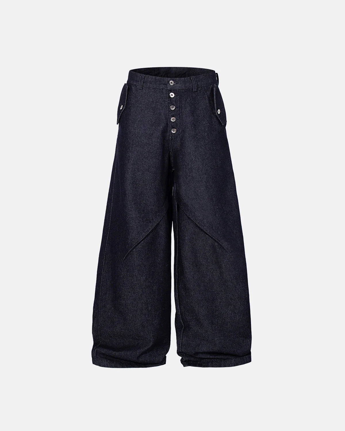 Buttons Up Raw Blue Baggy Jeans | LCDEGO Streetwear