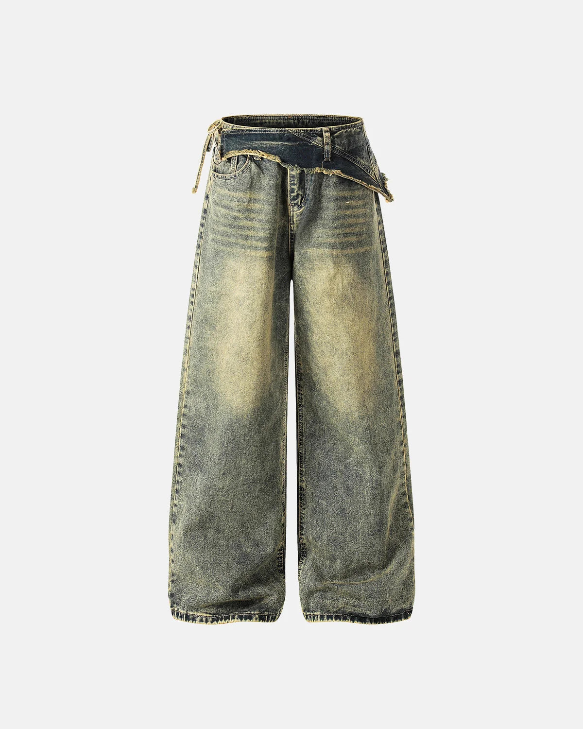 Distressed Washed Wide Leg Denim Jeans | LCDEGO Streetwear