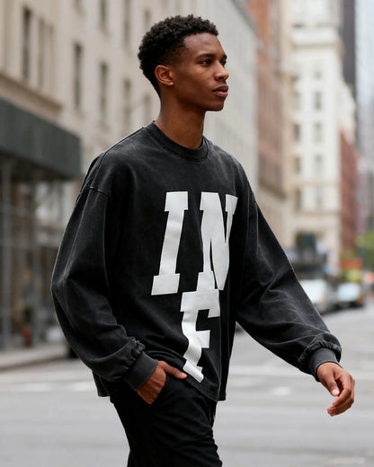Reflective Logo Acid Wash Tees | LCDEGO Streetewear