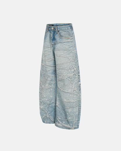 Rhinestone Lightning Baggy Barrel Jeans | LCDEGO Streetwear