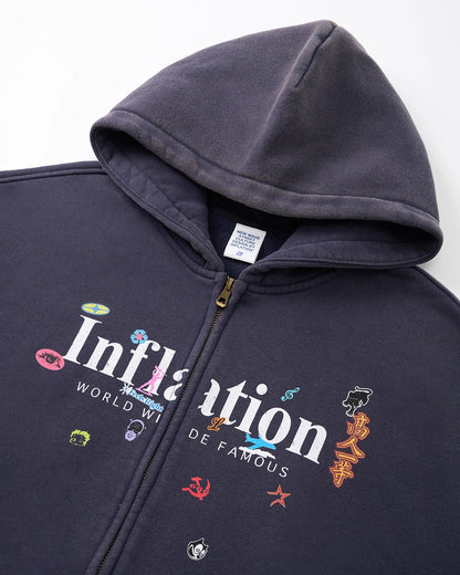 Graphic Acid Washed Zip Up Hoodies | LCDEGO Streetwear