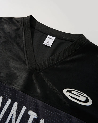 V-Neck Mesh Patchwork Jersey Tee | LCDEGO Streetwear