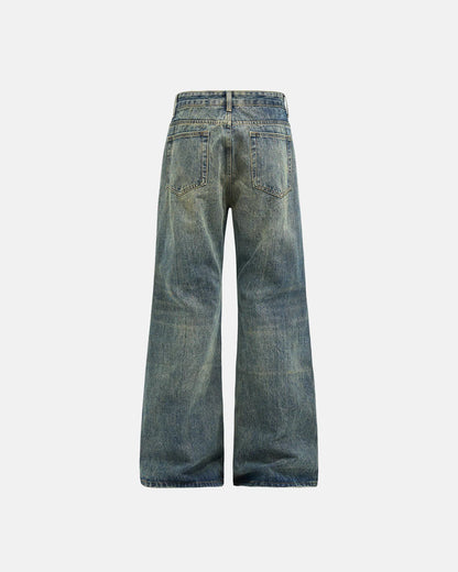 Acid Wash Beaded Studded Flared Baggy Jeans | LCDEGO Streetwear