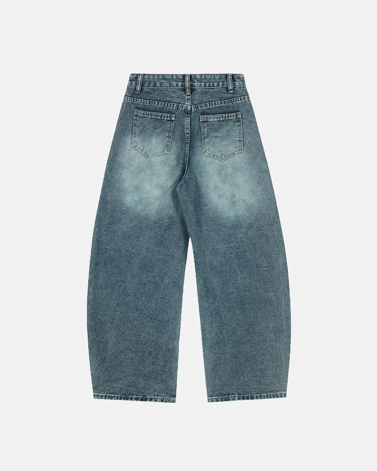 Acid Washed Star Embroidered Barrel Jeans | LCDEGO Streetwear