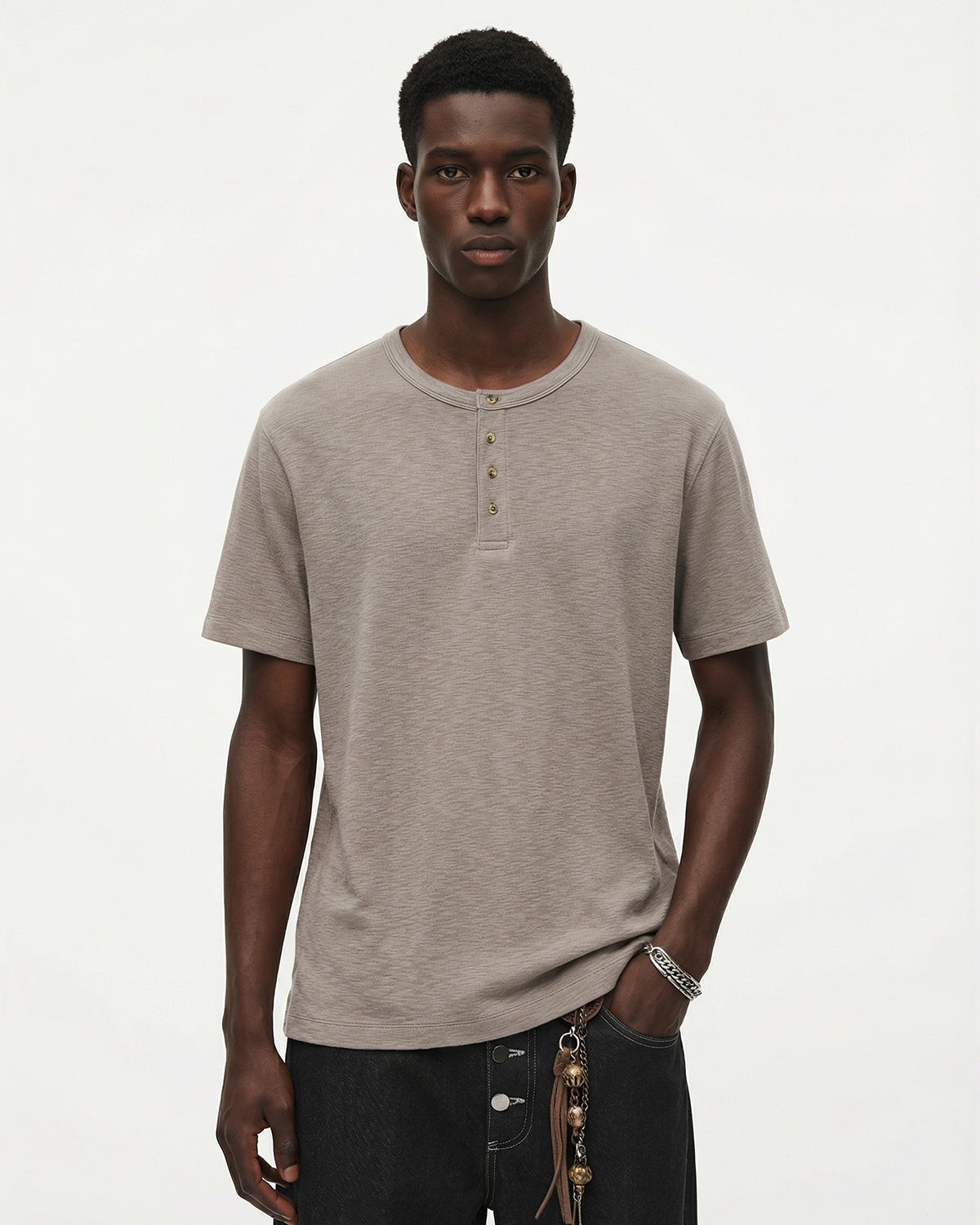 Blank Henley Neck Casual T-Shirt | LCDEGO Streetwear