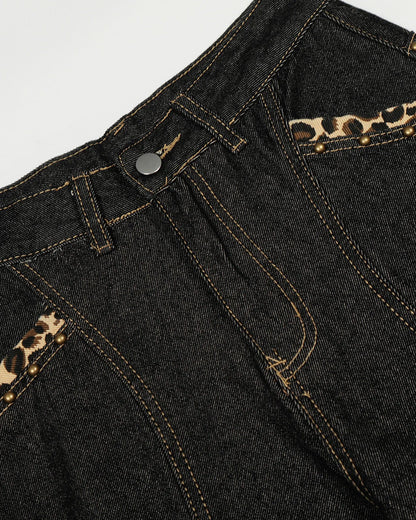Gothic Cross Embroidery Barrel Jeans | LCDEGO Streetwear