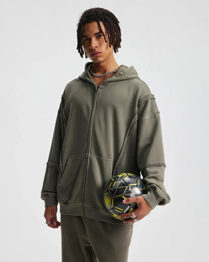 Acid Wash Oversized Zip Up Hoodies | LCDEGO Streetwear
