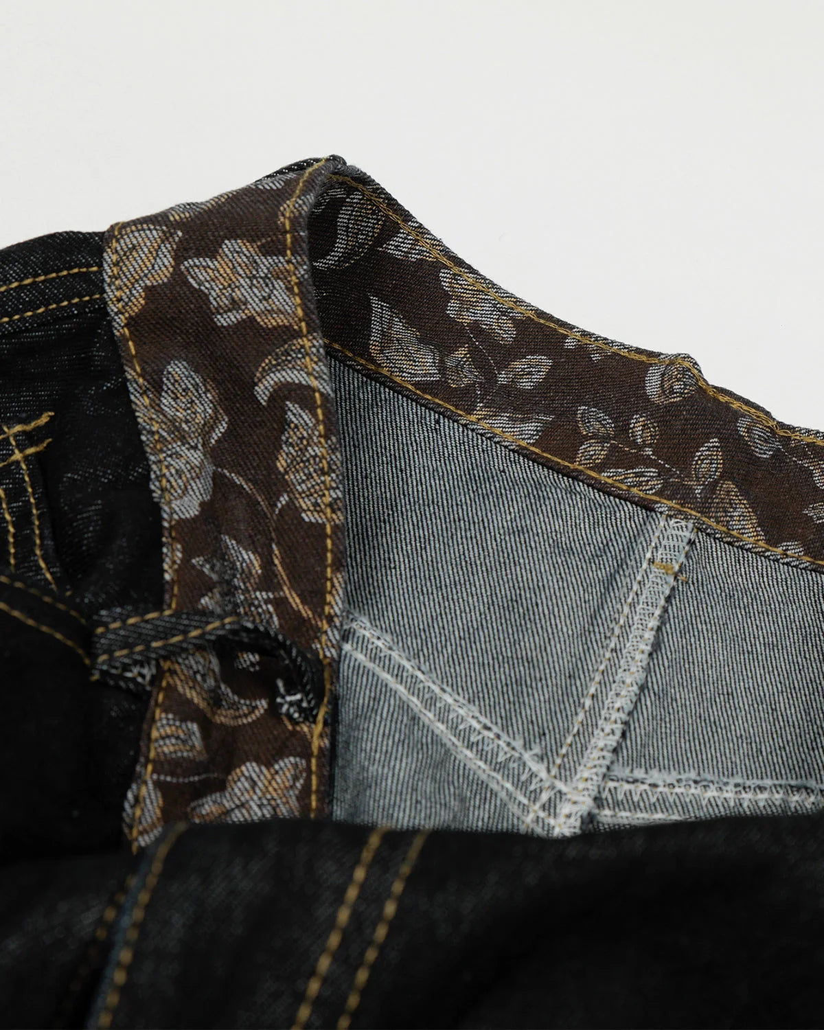 Jacquard Embroidery Raw Baggy Jeans | LCDEGO Streetwear
