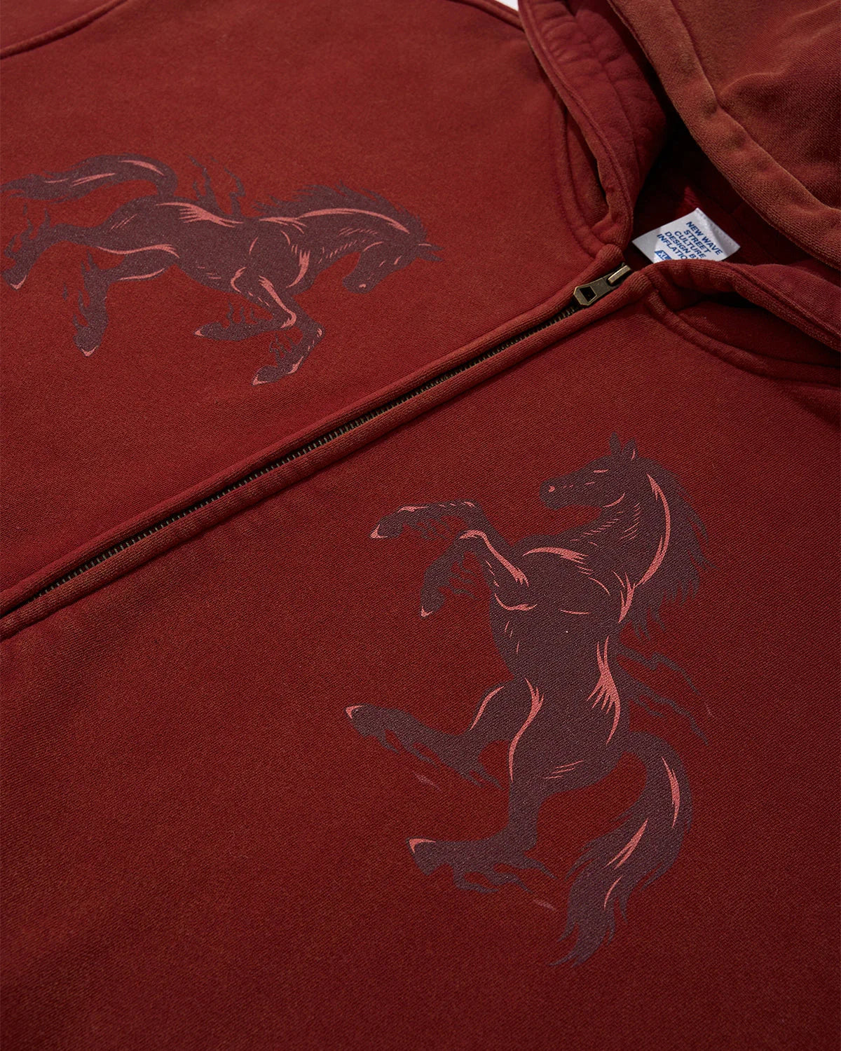 Horse Year Acid Wash Zip Up Hoodies | Infaltion Streetwear
