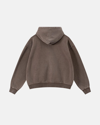 Vintage Washed Fleece Boxy Zip Hoodie | LCDEGO Streetwear