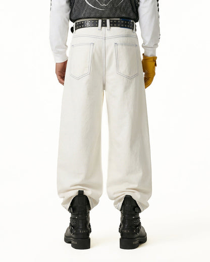 Contrast Stitch Baggy Jeans | LCDEGO Streetwear