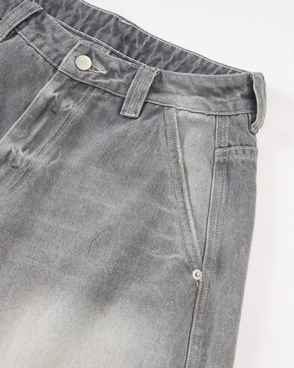 Blue Acid Wash Barrel Jeans | LCDEGO Streetwear