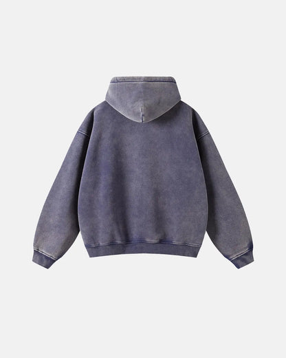 Grey Distressed Acid Wash Zip Up Hoodies | LCDEGO Streetwear