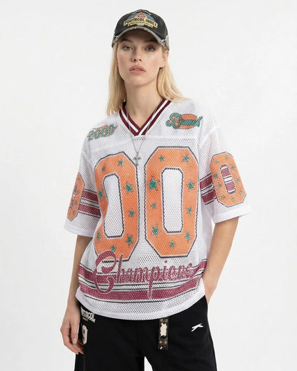 Star Graphic Mesh Football Jersey | LCDEGO Streetwear