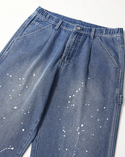 Splash Ink Print Straight Leg Denim Jeans | LCDEGO Streetwear