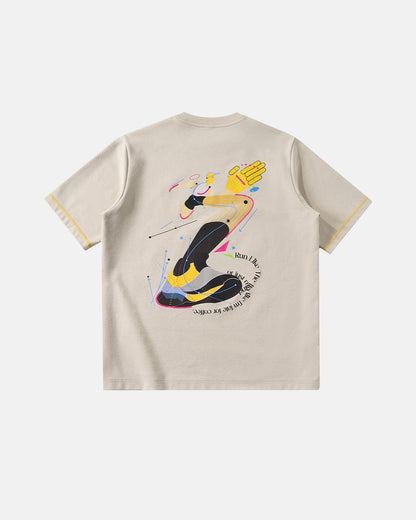 Contrast Stitching Graphic Tees | LCDEGO Streetwear