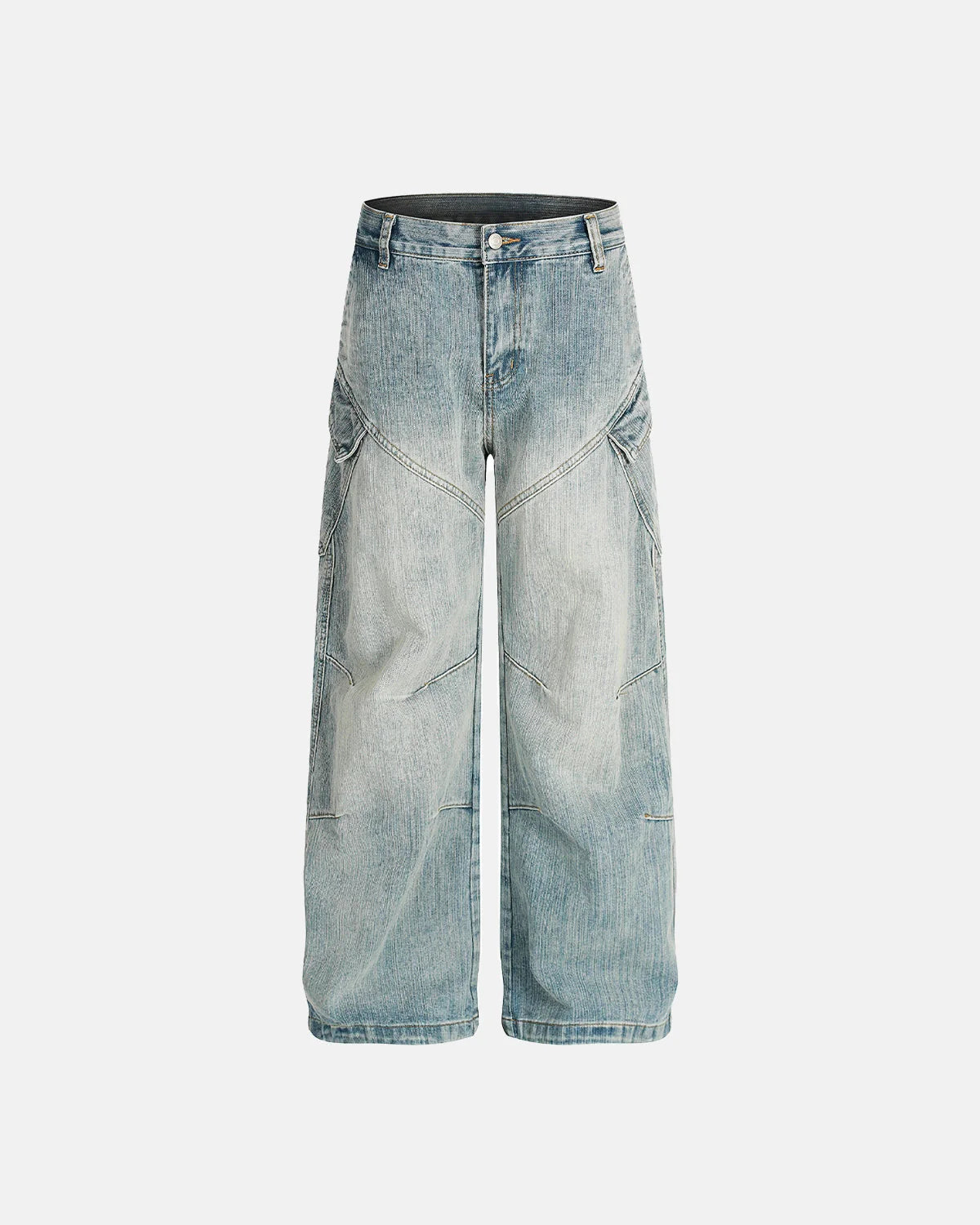 Stitching Bamboo Weave Baggy Jeans | LCDEGO Streetwear