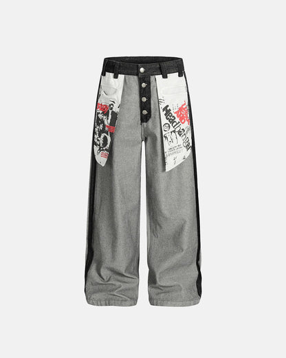 Distressed Reverse Design Baggy Jeans | LCDEGO Streetwear