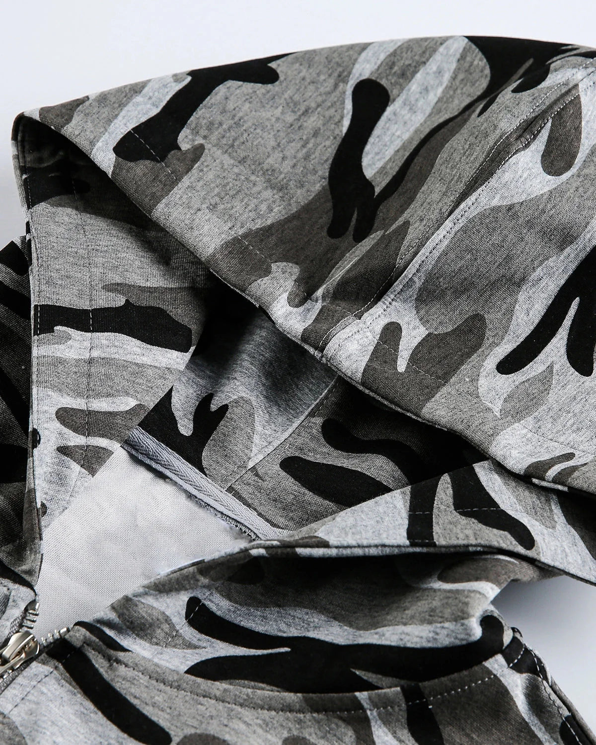 Cropped Camouflage Zip Up Hoodie | LCDEGO Streetwear