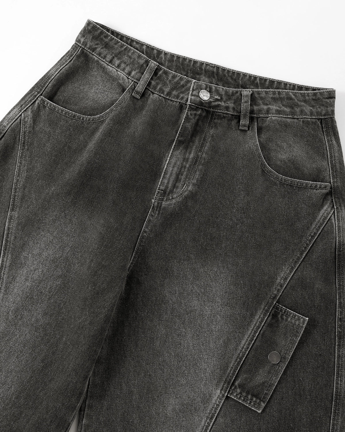 Distressed Washed Cargo Barrel Jeans | Streetwear