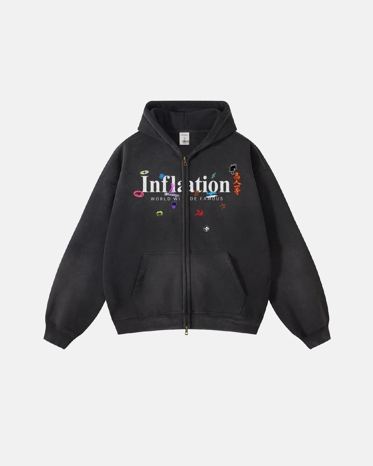 Graphic Acid Washed Zip Up Hoodies | LCDEGO Streetwear