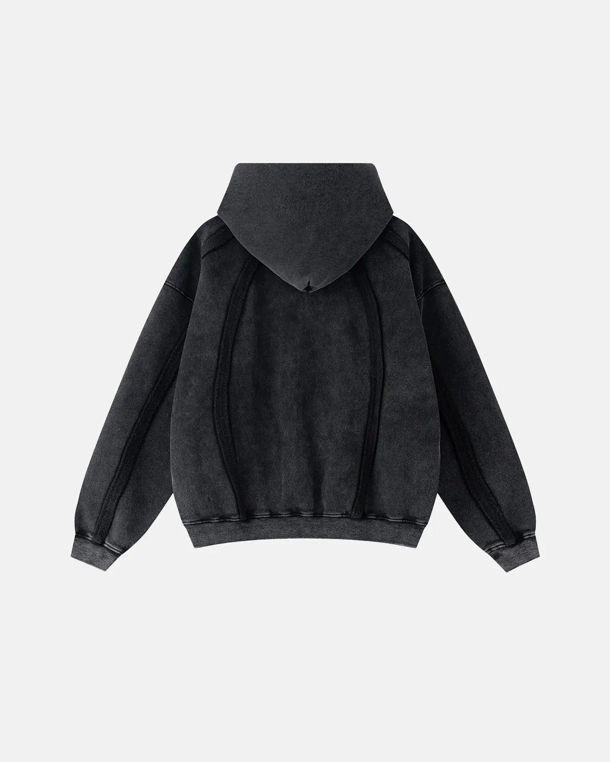 Contrast Stitching Distressed Wash Zip Up Hoodies | LCDEGO Streetwear